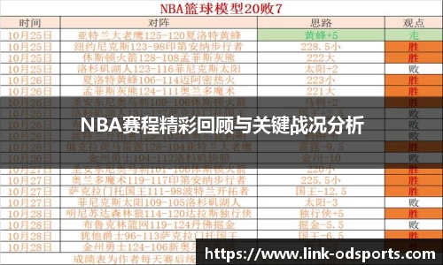 NBA赛程精彩回顾与关键战况分析